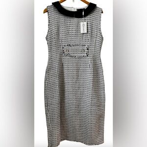 Cohnti NWT wht w blk tweed slvlss drss w peter pan collr SZ 16 preppy old money